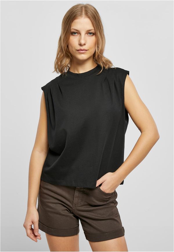 Urban Classics Women's Organic Top with Heavy Pleated Shoulder in Black