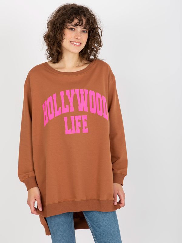 Fashionhunters Women's Over Size Sweatshirt - Brown