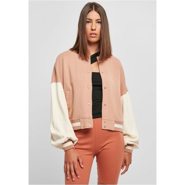 Urban Classics Women's Oversized 2 Tone College Terry Jacket Amber/White Sand