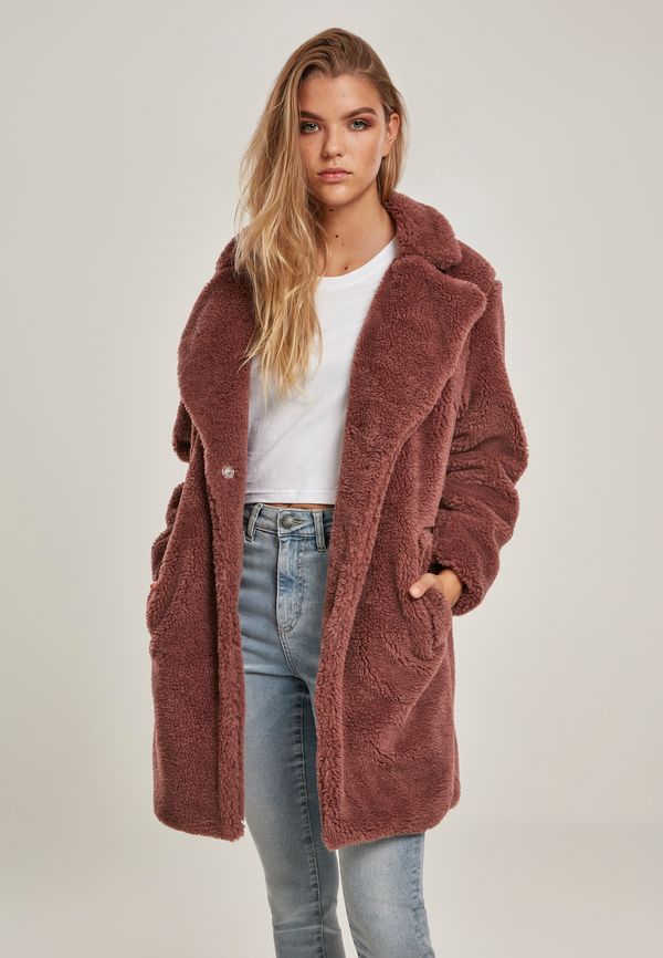 Urban Classics Women's oversized coat Sherpa darkrose