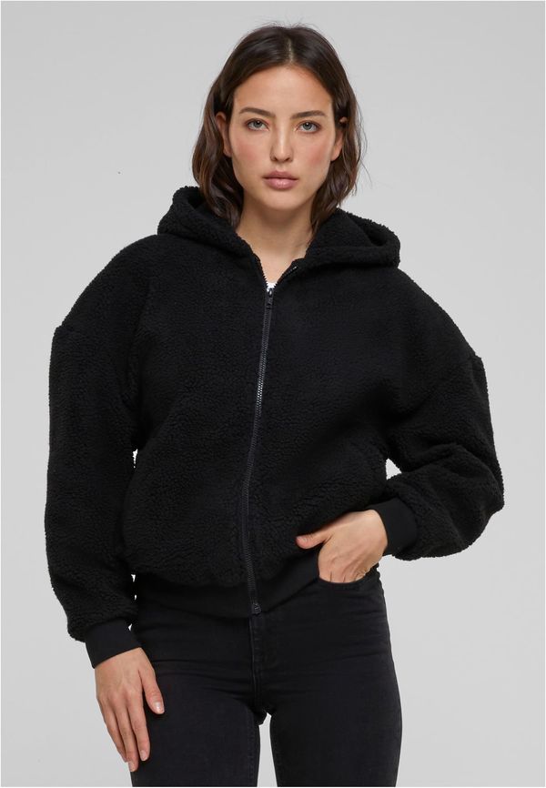 Urban Classics Women's Oversized Sweatshirt Sherpa Zip Hoody Black