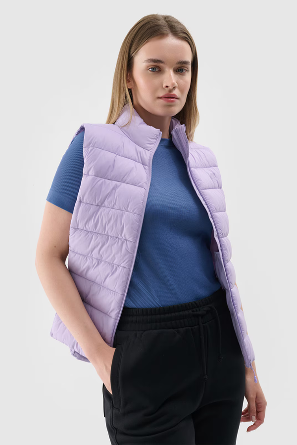 4F Women's Padded Gilet With Collar 4F Purple 4FWAW24TVJ