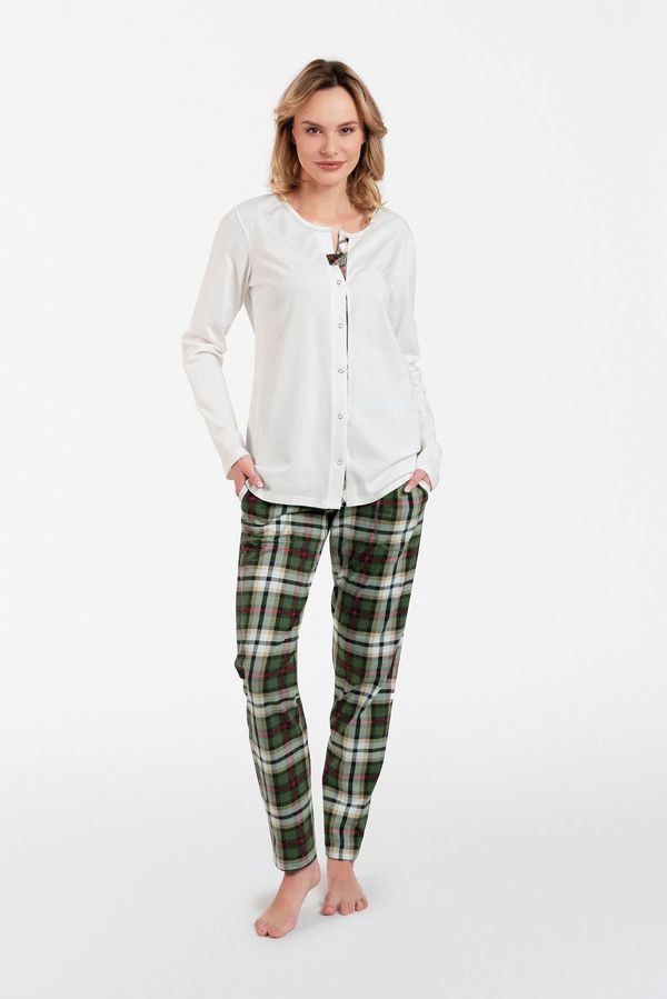 Italian Fashion Women's pajamas Asama long sleeves, long pants - ecru/print