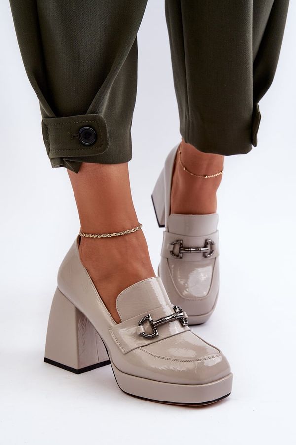 Kesi Women's Patent High Heeled Shoes Grey D&A