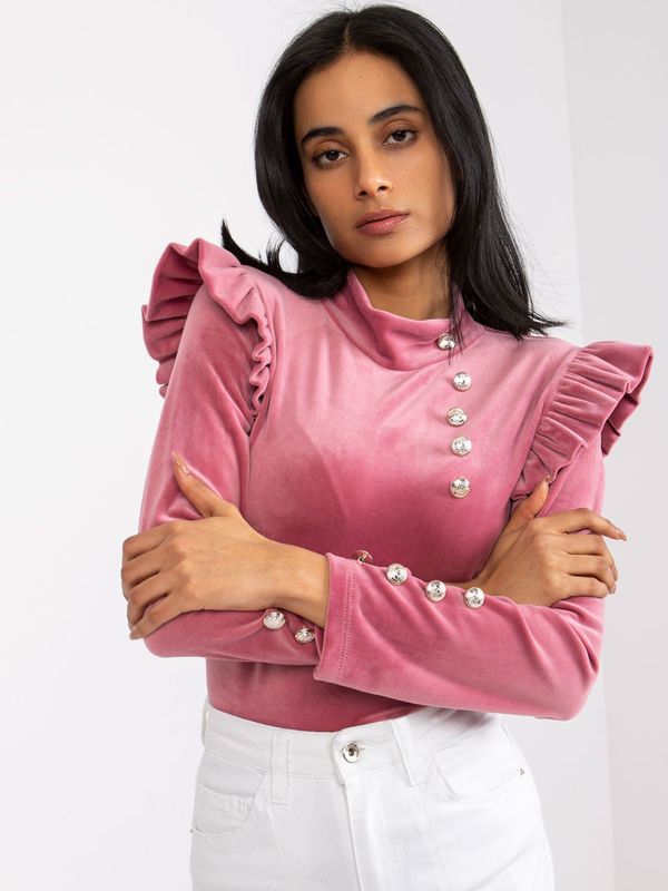Fashionhunters Women's pink blouse Capri from velour