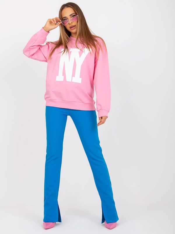 Fashionhunters Women's pink sweatshirt with cotton print