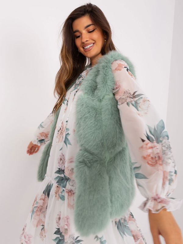 Fashionhunters Women's pistachio fur vest