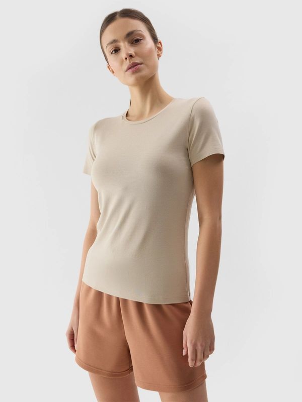 4F Women's Plain T-Shirt slim 4F - Beige