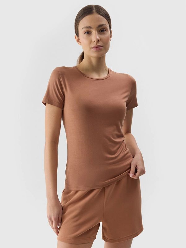 4F Women's Plain T-Shirt slim 4F - brown
