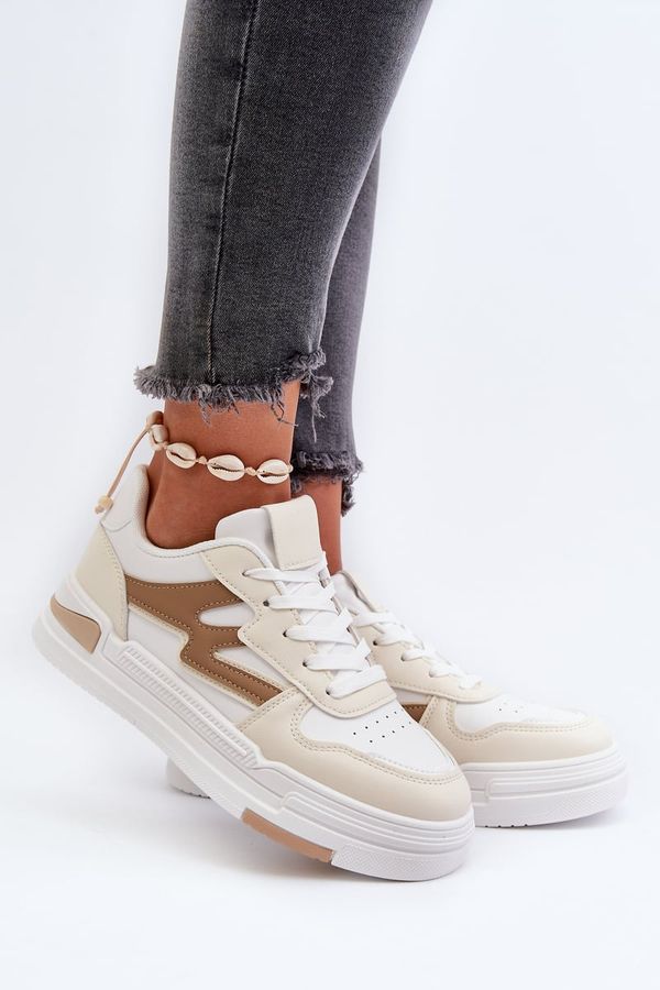 Kesi Women's platform sneakers made of eco leather, beige Lynnette