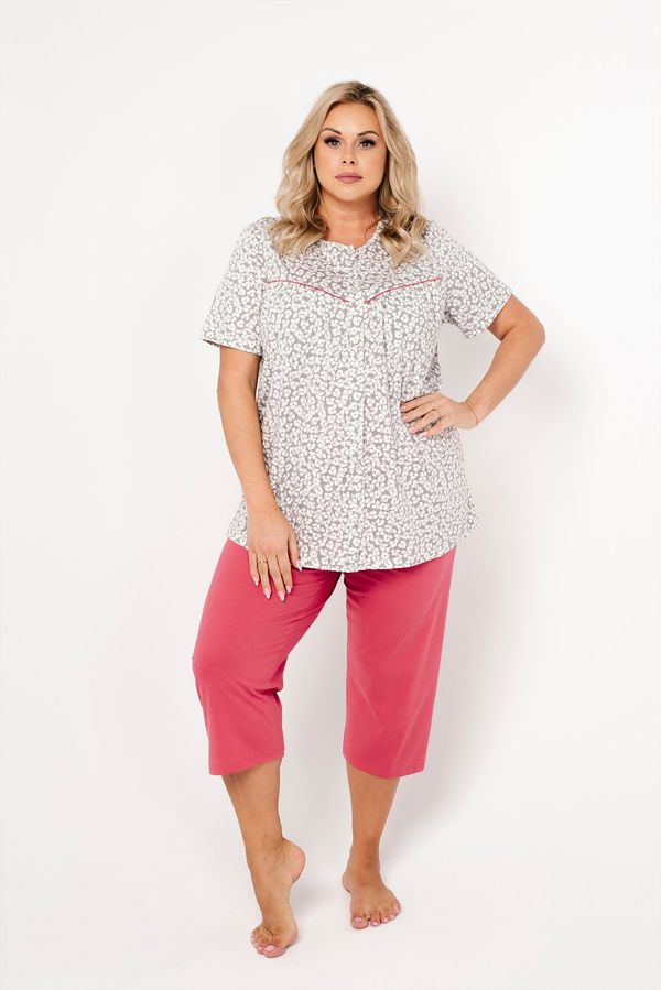 Italian Fashion Women's pyjamas Abella, short sleeves, 3/4 leg - print/raspberry