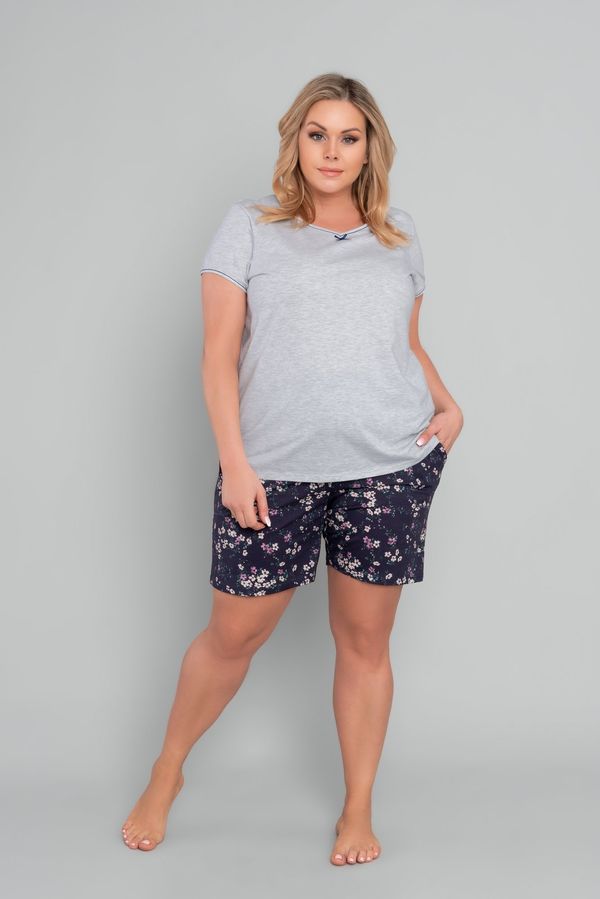 Italian Fashion Women's pyjamas Celestina, short sleeves, shorts - light melange/print