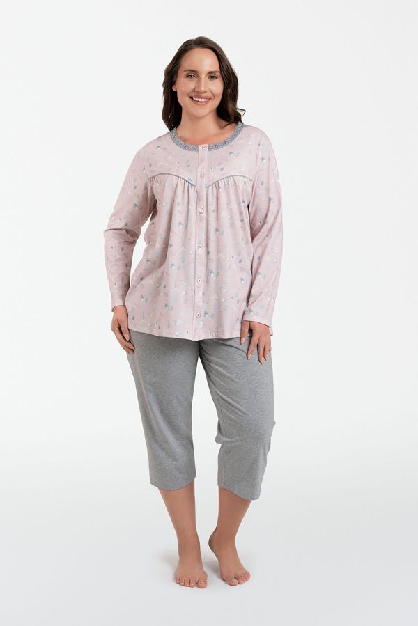 Italian Fashion Women's pyjamas Daniela, long sleeves, 3/4 pants - print/melange