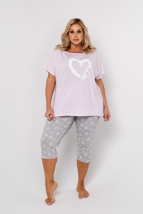 Italian Fashion Women's pyjamas Noelia, short sleeves, 3/4 legs - light pink/print