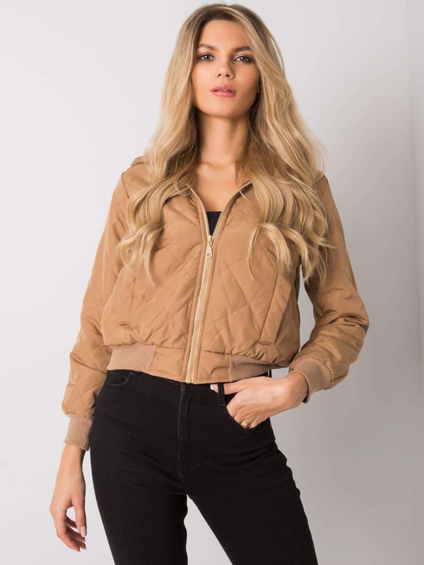 Fashionhunters Women's quilted jacket in dark beige color