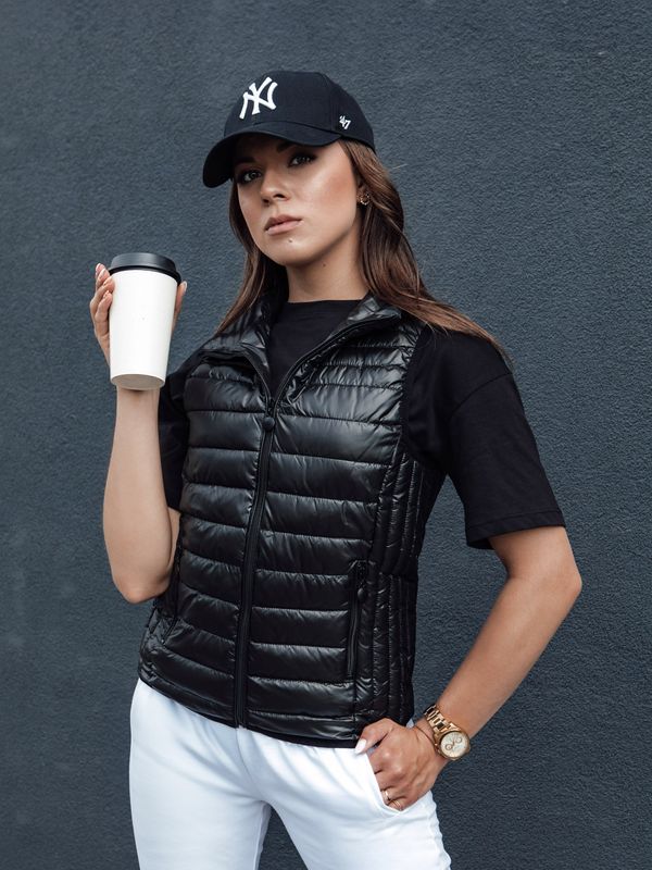 DStreet Women's quilted vest with stand-up collar STYLISHZ black Dstreet