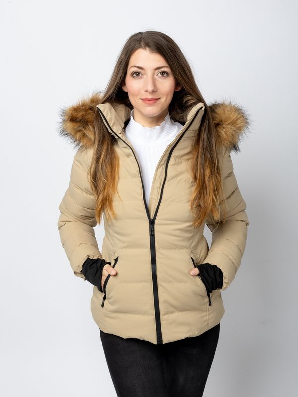 Glano Women's quilted winter jacket GLANO - beige