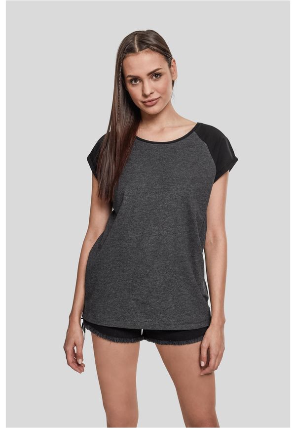 Urban Classics Women's raglan T-shirt with contrasting charcoal/black