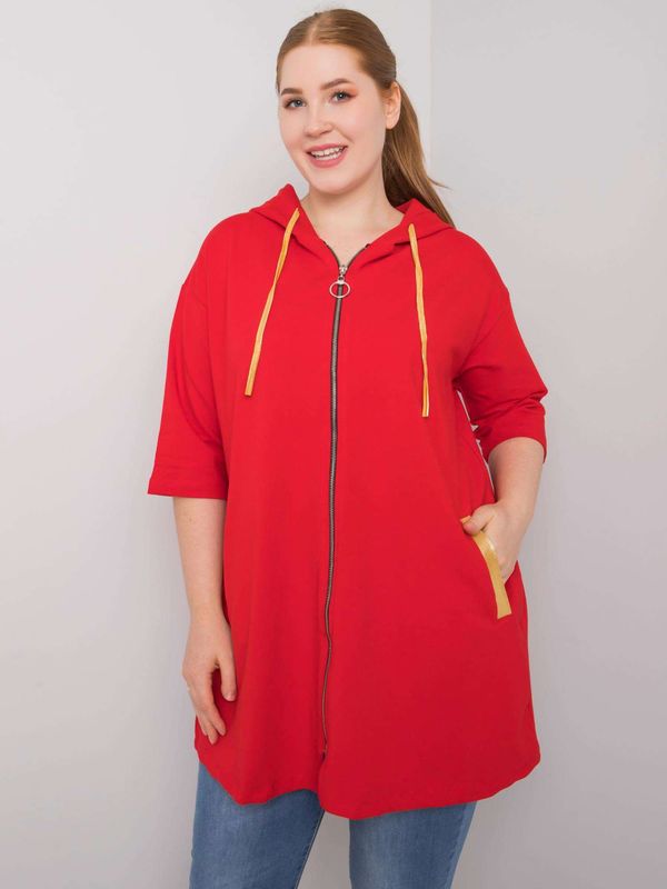 Fashionhunters Women's red plus size sweatshirt with zip closure