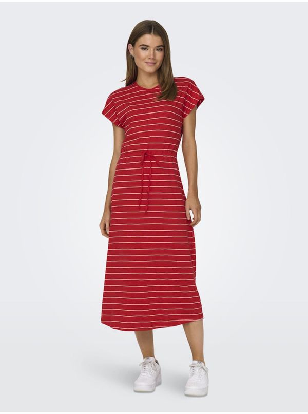 Only Women's Red Striped Basic Midi Dress ONLY May - Women