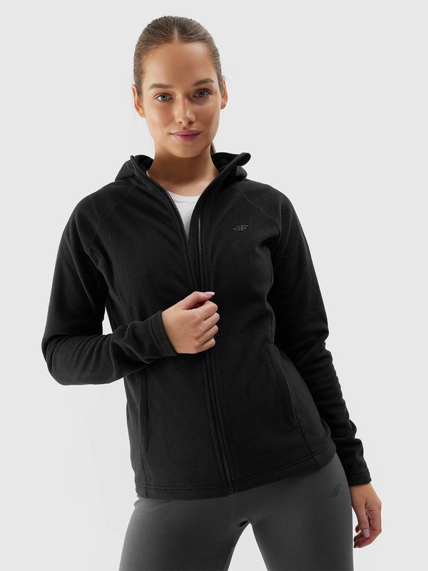 4F Women's regular fleece with a 4F hood - black