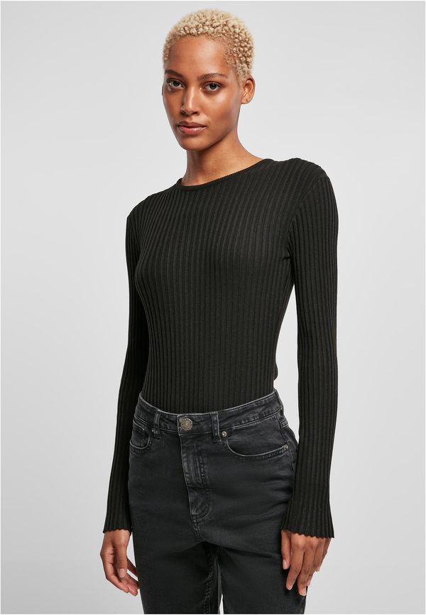 Urban Classics Women's ribbed long-sleeved knit black