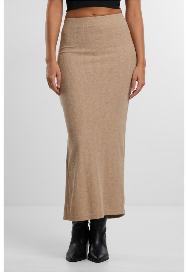 Urban Classics Women's ribbed skirt with high slit beige