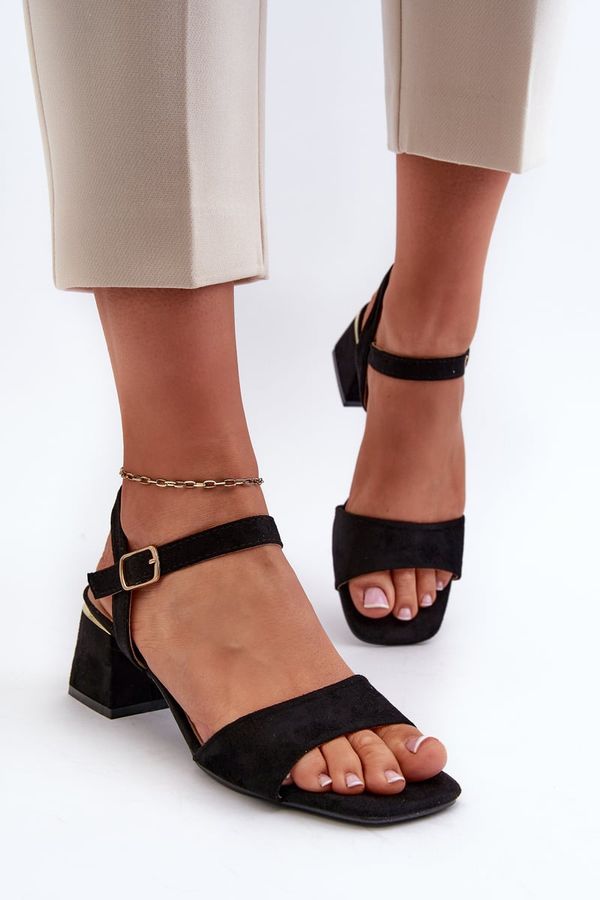 Kesi Women's sandals on an eco-suede block, black Leisha