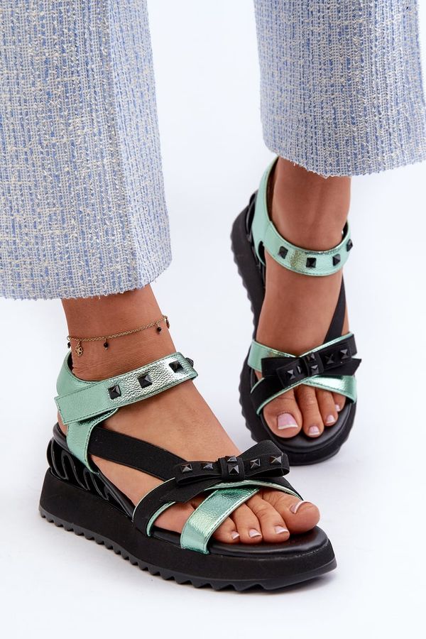 Kesi Women's sandals with bow D&A green