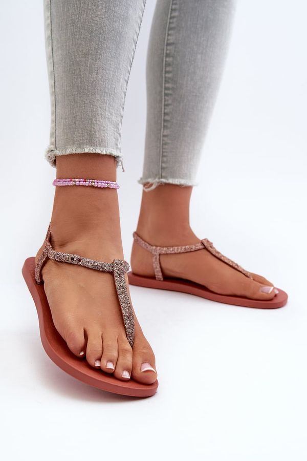 Kesi Women's sandals with glitter Brilha Fem Coral class Ipanema
