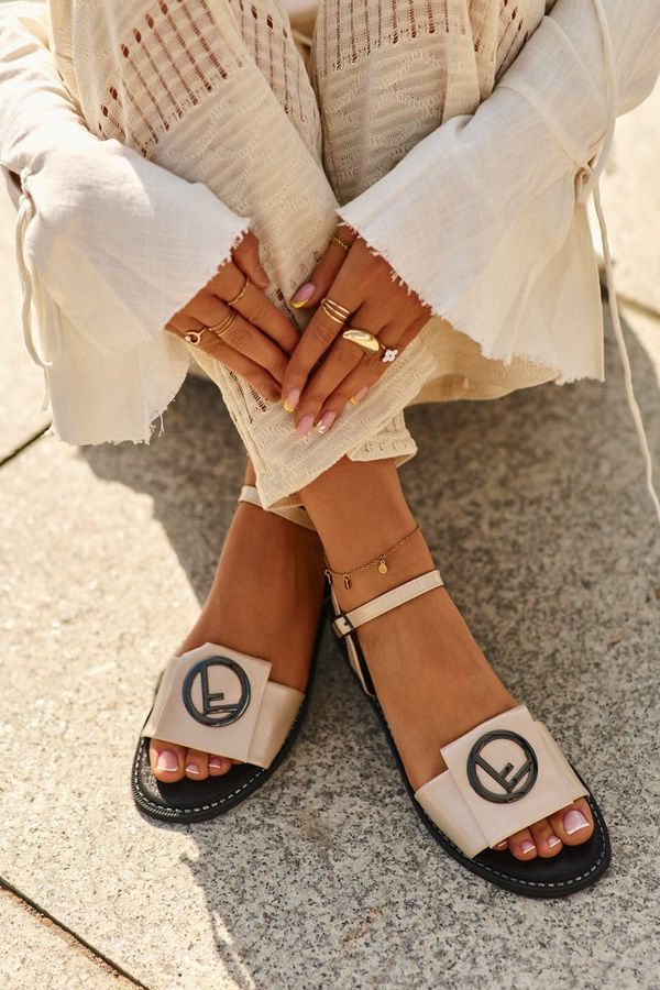 Kesi Women's sandals with S.Barski Gold trim