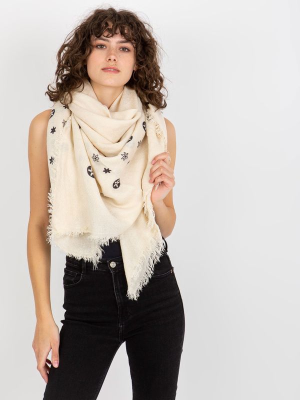 Fashionhunters Women's scarf with print - ecru