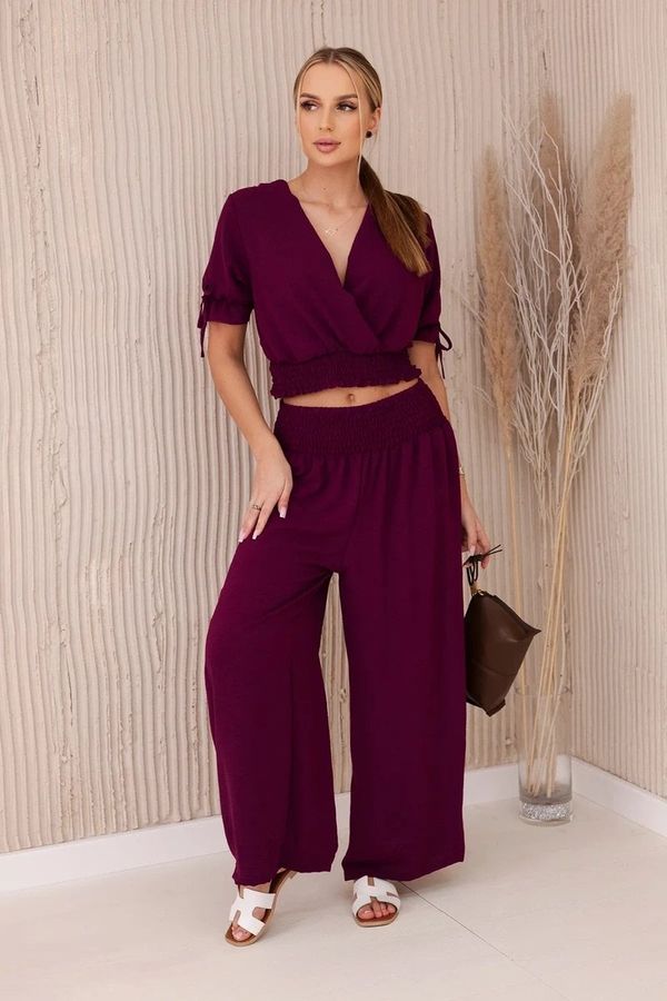Kesi Women's set blouse + trousers - burgundy