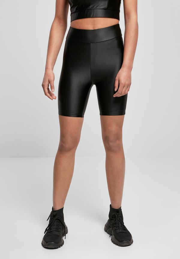 UC Ladies Women's Shiny Metallic High-Waisted Cycling Shorts Black