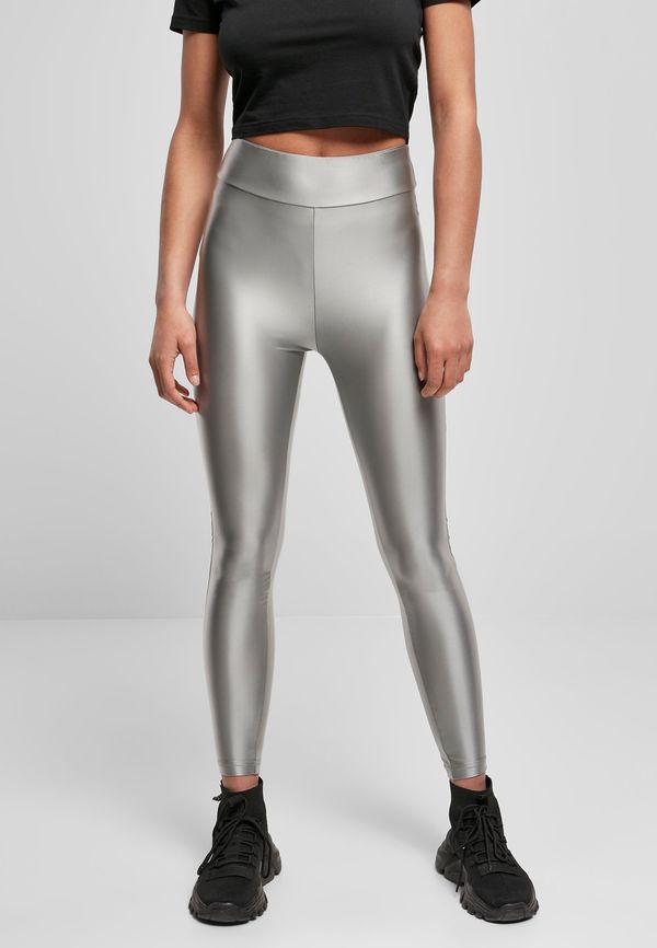 UC Ladies Women's Shiny Metallic High-Waisted Leggings - Dark Silver