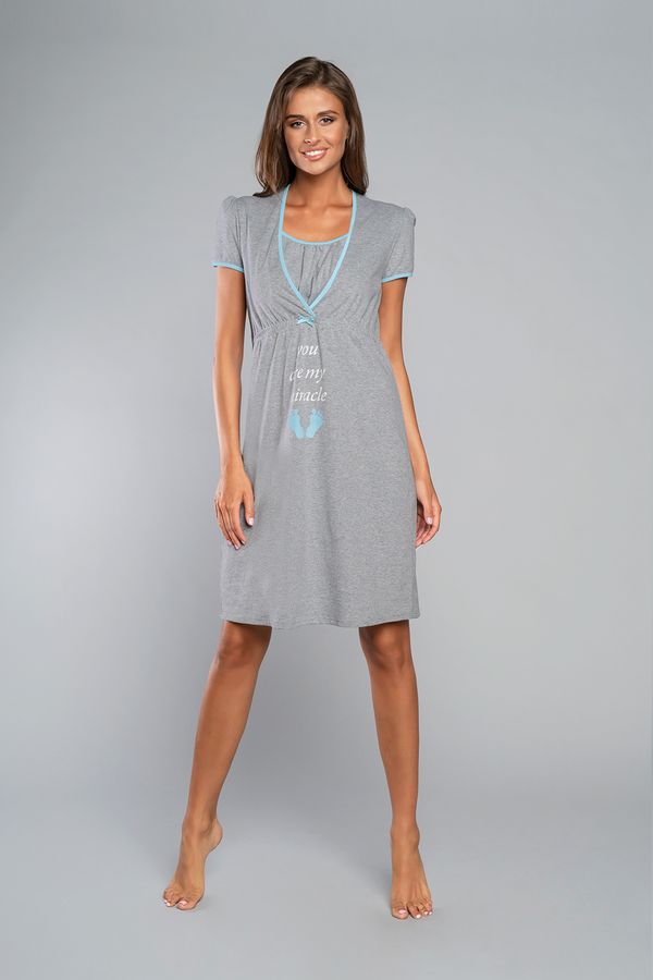 Italian Fashion Women's shirt Carlina with short sleeves - melange/blue