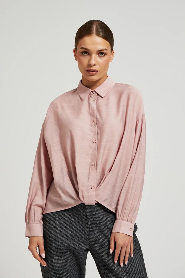 Moodo Women's shirt with asymmetrical hem MOODO - pink