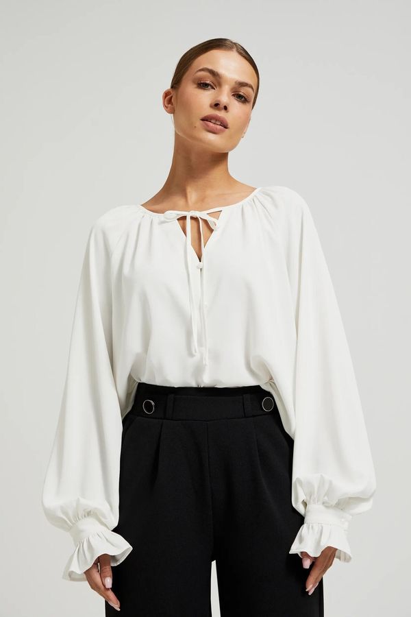 Moodo Women's shirt with gathered sleeves MOODO - white