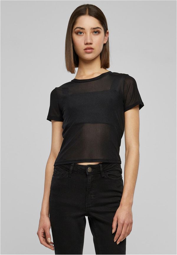 UC Ladies Women's short fishnet T-shirt black