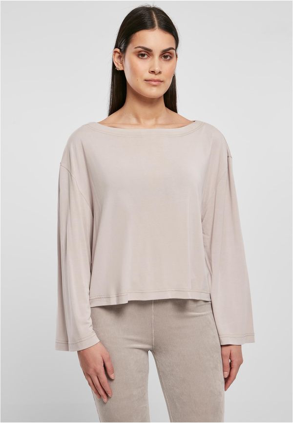 UC Ladies Women's short modal Bateau neckline with long sleeves in warm gray