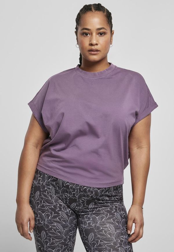 UC Ladies Women's Short Pigment Dye Cut On Sleeves T-Shirt Grey Purple