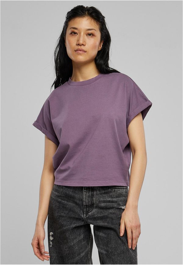 Urban Classics Women's Short Pigment Dye Cut On Sleeves T-Shirt Grey Purple