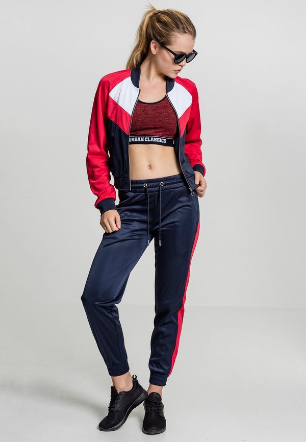 Urban Classics Women's Short Raglan Track Jacket Navy/Fiery Red/White