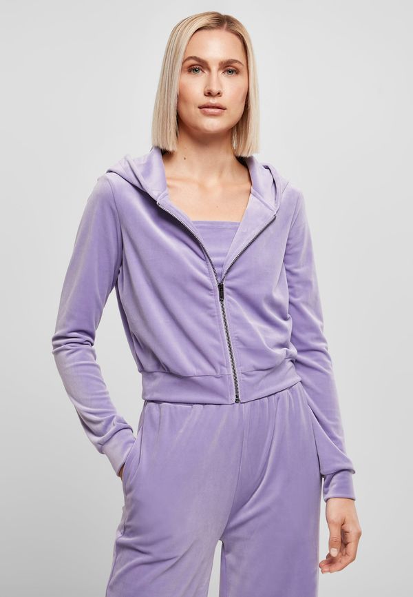 UC Ladies Women's Short Velvet Lavender Hooded Zipper