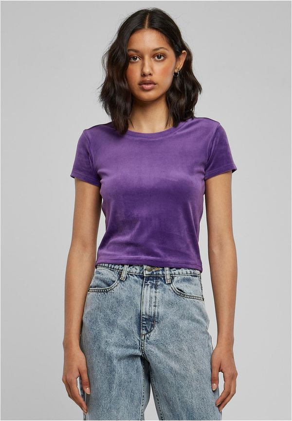 Urban Classics Women's short velvet T-shirt in purple color