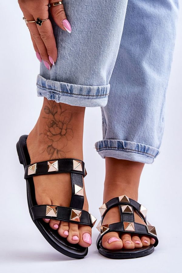 Kesi Women's Slippers with Big Studs Black Mercure