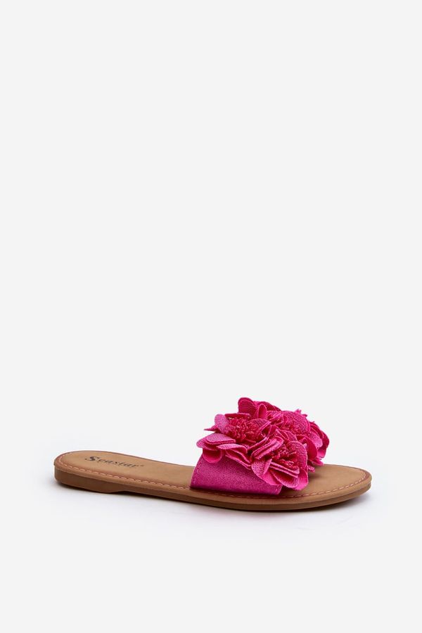Kesi Women's slippers with flowers Fuchsia Eelfan