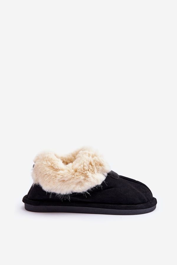 Kesi Women's slippers with fur, black Lanoze