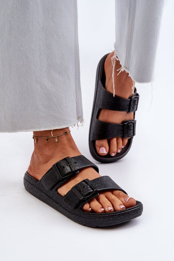 Kesi Women's slippers with glitter, Black Brianella