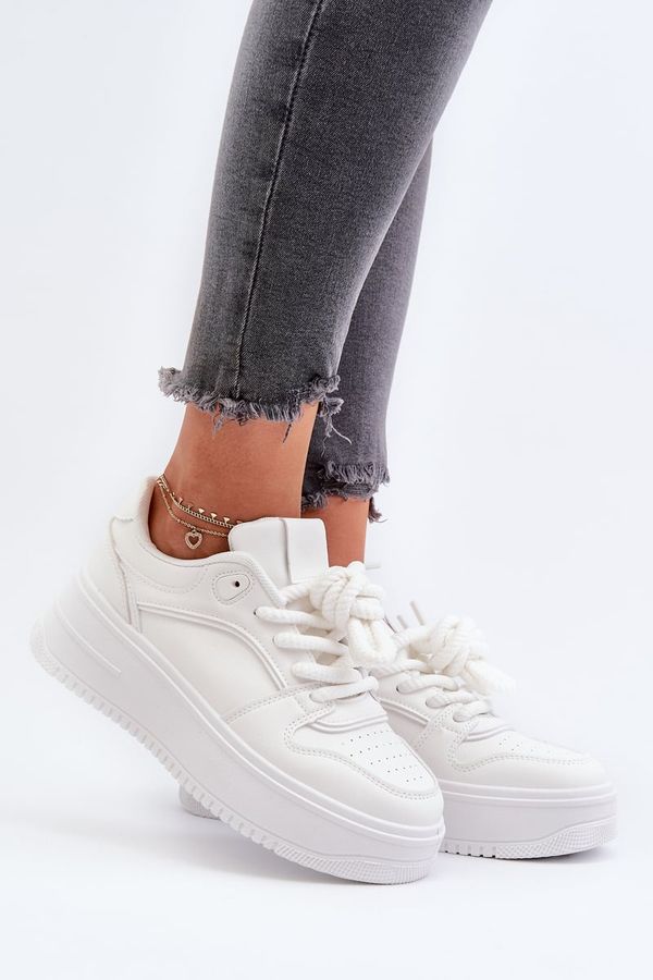 Kesi Women's Sneakers on Eco Leather White Vhisper Platform